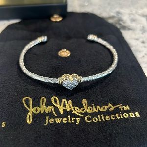 John Medeiros Jewelry- Celebration Petite Pave - Heart Wire Cuff Bracelet